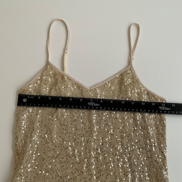 Express Camisole Tank Top Sz S Gold Sequined Disco Funky Groovy Sparkle Showgirl - Picture 6 of 7